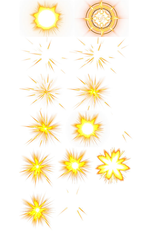 黄色炫光爆炸特效免抠元素