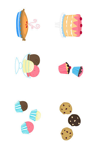 甜品手绘蛋糕饼干插画元素免抠元素