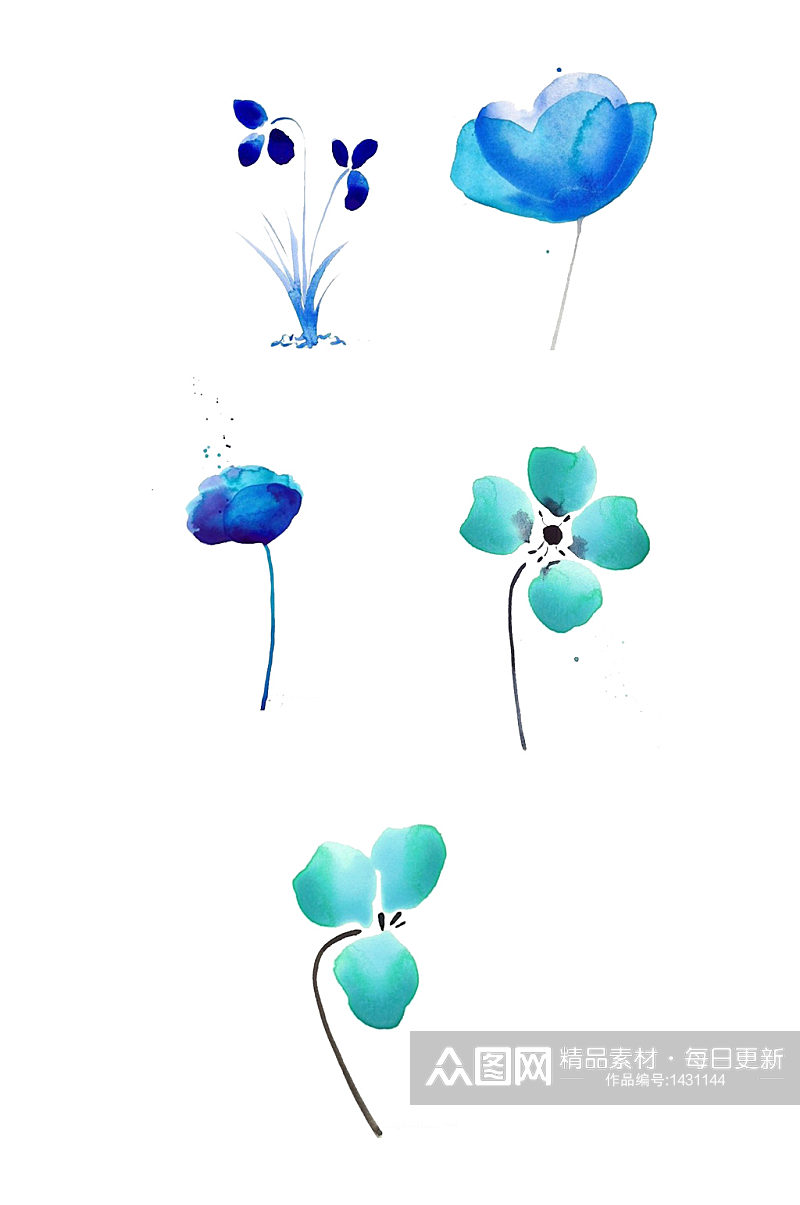 手绘植物花卉水彩画免抠元素素材