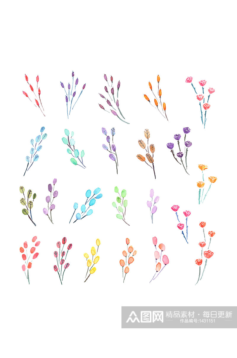 水彩花卉装饰花植物免抠元素素材