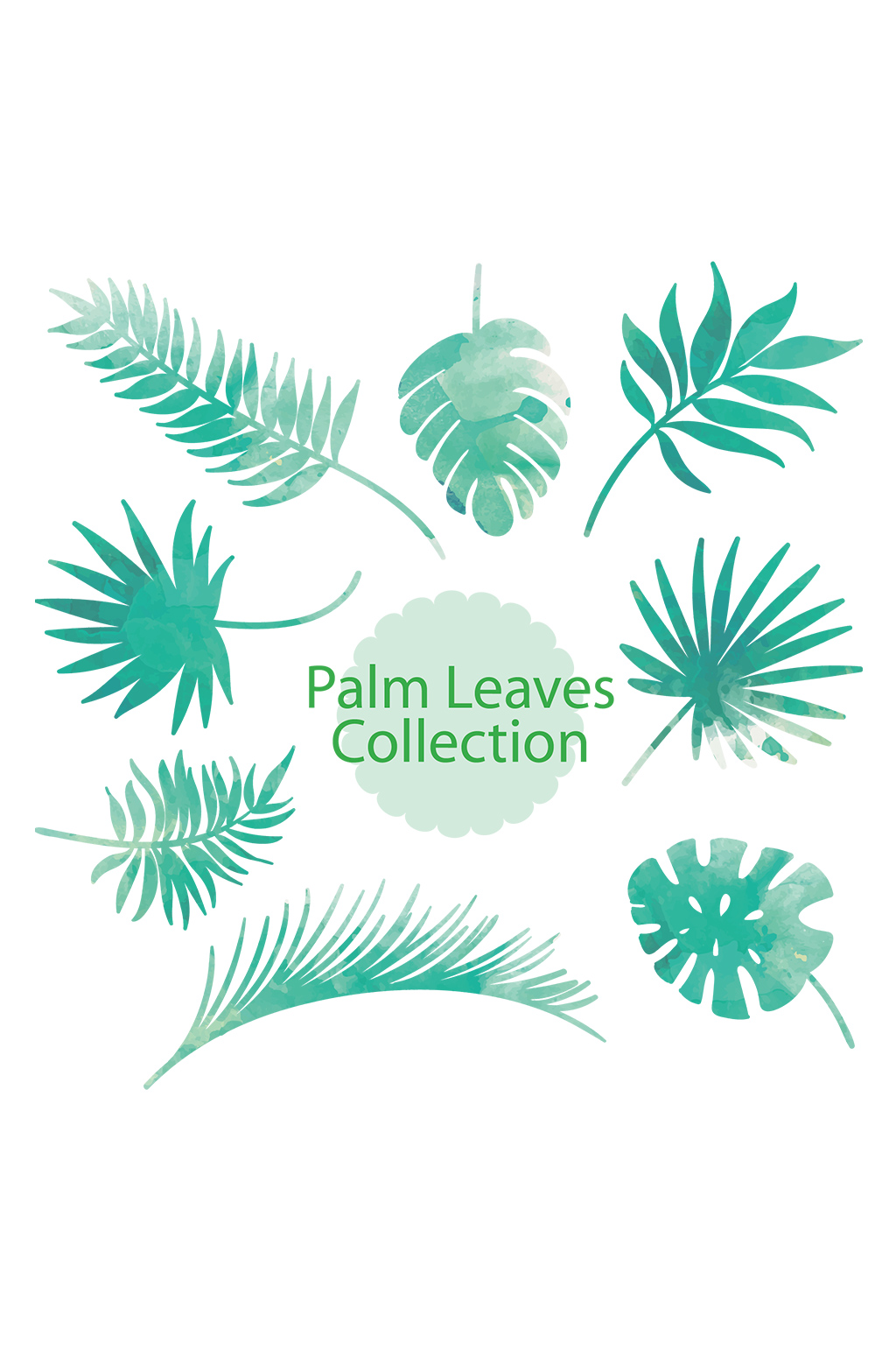 矢量手绘水彩植物树枝叶子免抠元素 设计元素素材下载 众图网