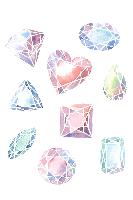 手绘插画水彩宝石晶体水晶装饰免抠元素