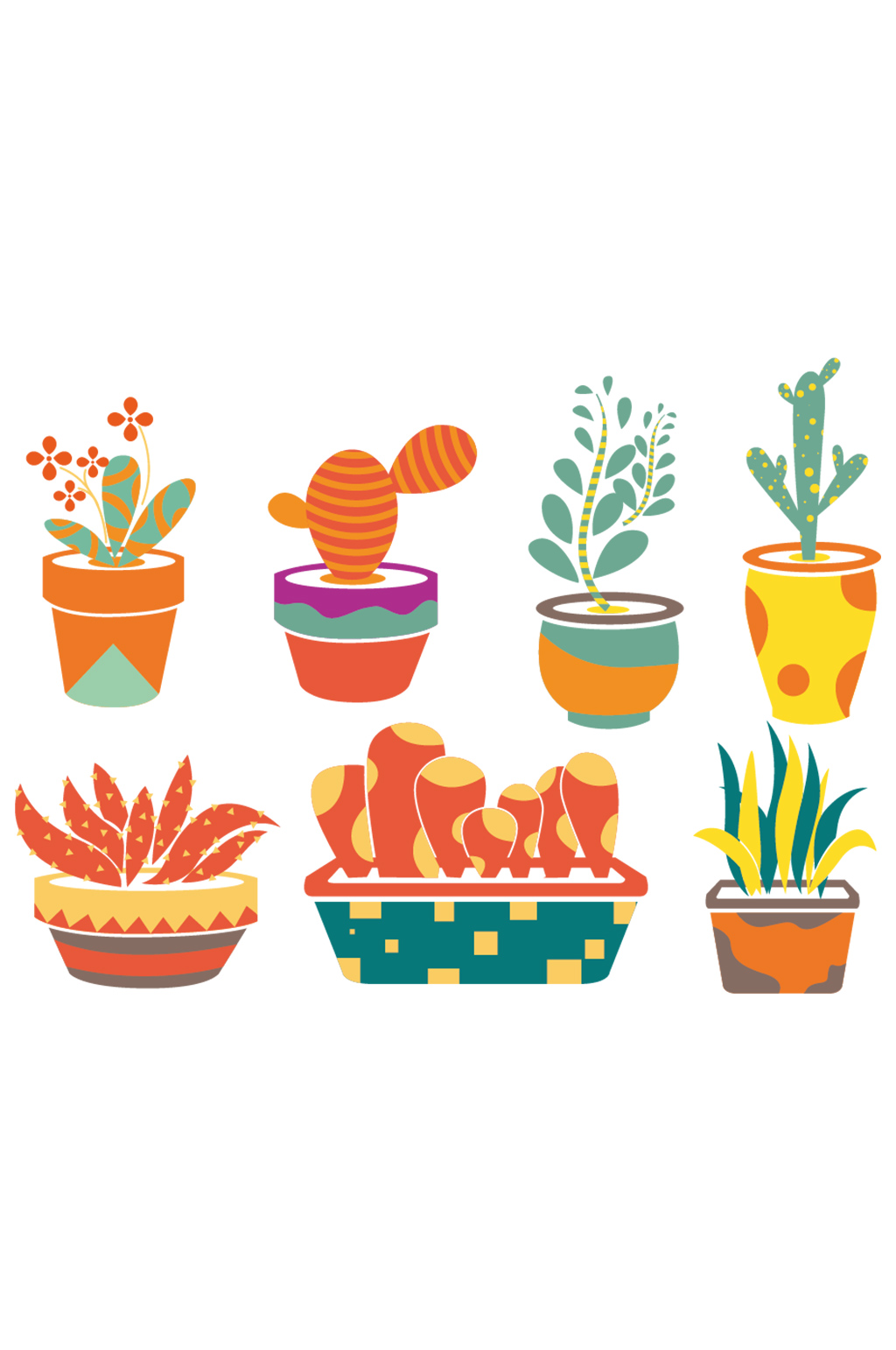 手绘插画卡通植物盆景矢量图免抠元素素材