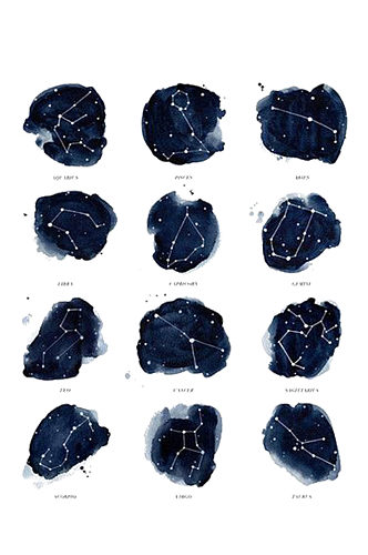 手绘插画卡通十二星座星空免抠元素