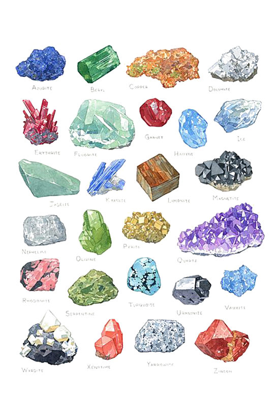 手绘插画宝石水晶体晶石免抠元素