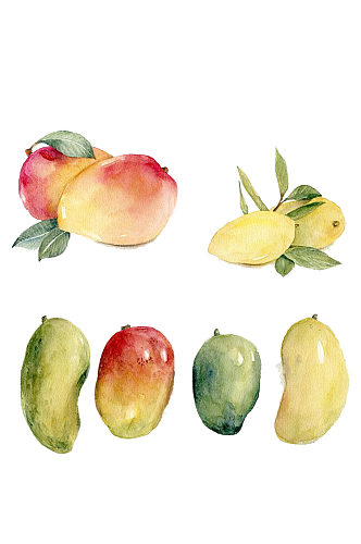 手绘插画水彩芒果水果食物免抠元素