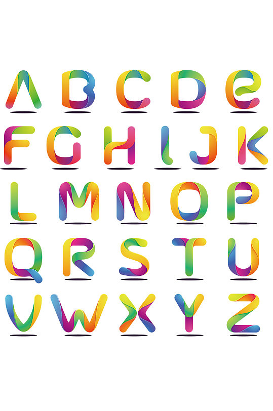 矢量图彩色英语字母装饰免抠元素