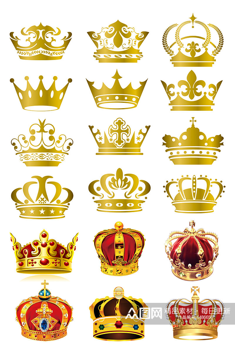 金色皇冠品质图标免抠元素素材