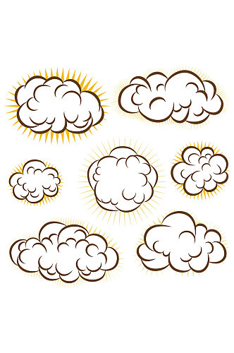手绘插画云朵浮云对话框免抠元素