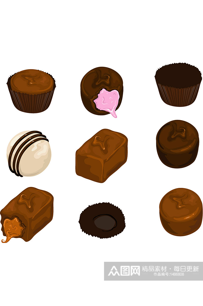 手绘插画巧克力卡通美食甜品甜点免抠元素素材