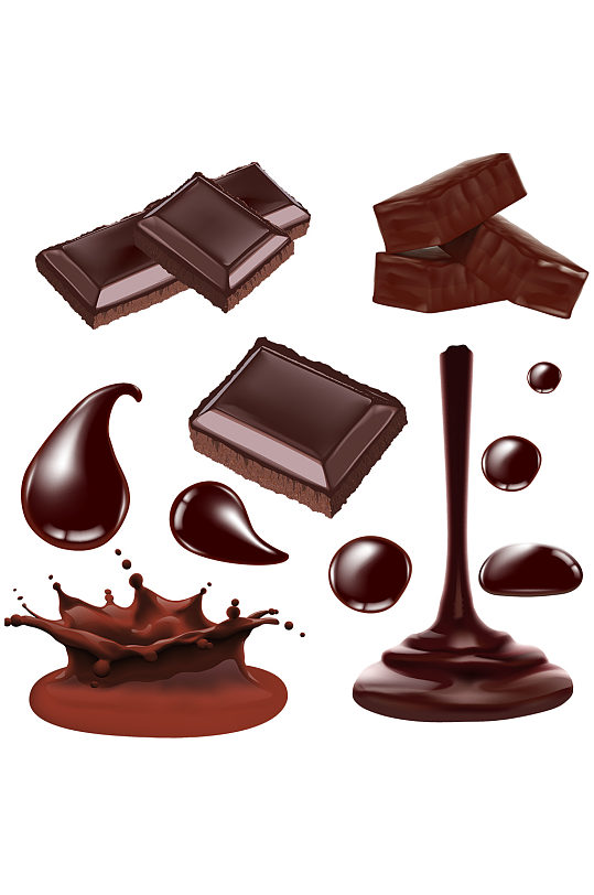 手绘卡通液体流下糖果巧克力矢量免抠元素