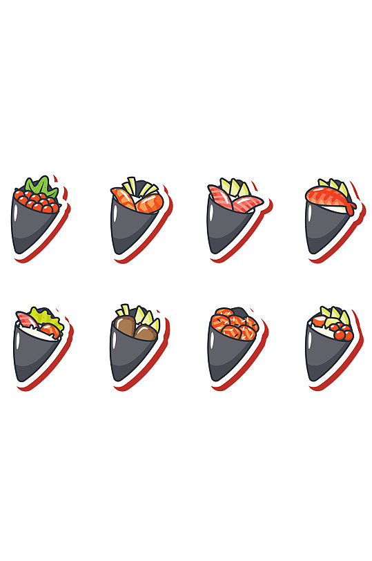 手绘卡通日系饭团寿司美食免抠元素