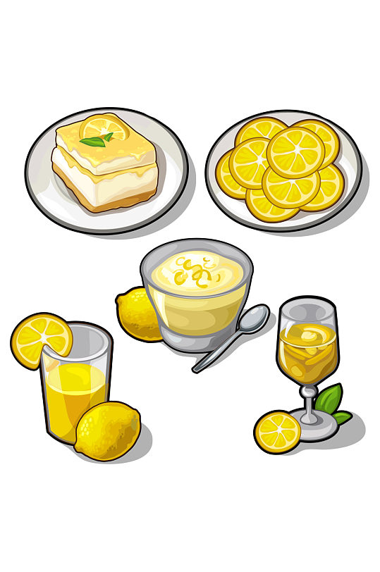 手绘卡通柠檬美食甜点免抠元素