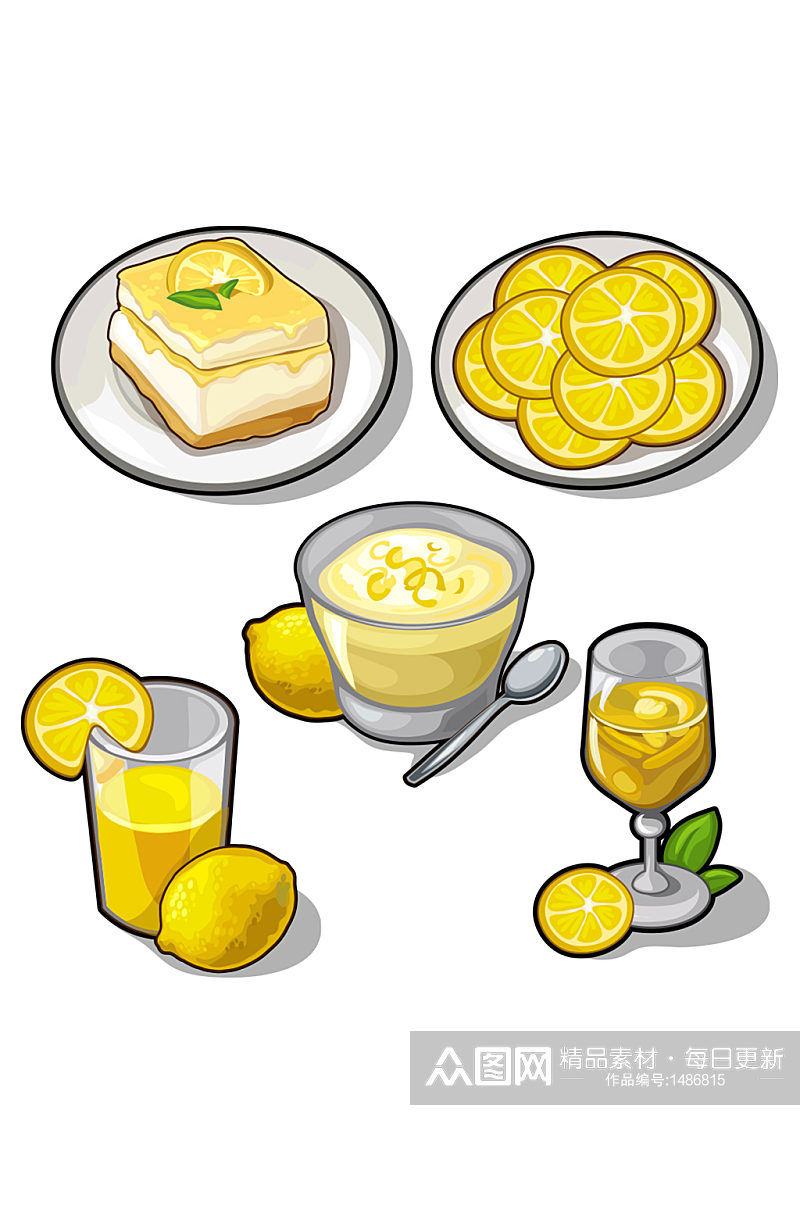 手绘卡通柠檬美食甜点免抠元素素材