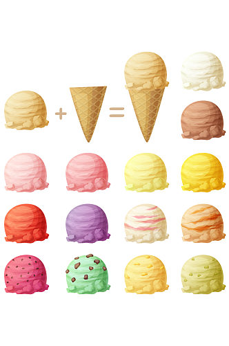 手绘甜点夏天冰淇淋球甜筒免抠元素