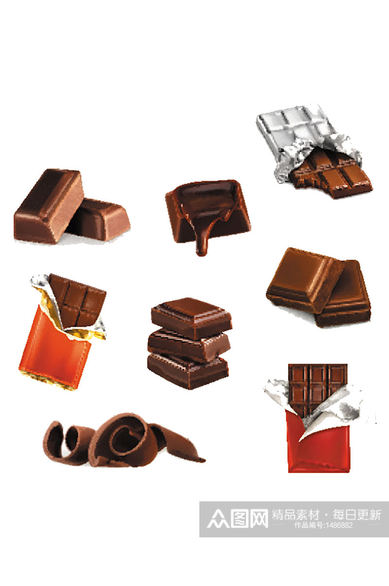 多款零食甜品糖果一堆巧克力免抠元素素材