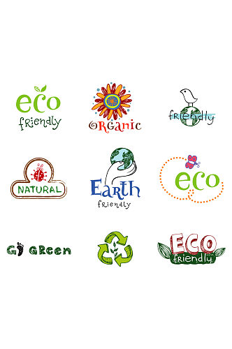绿色能源环保标志创意图标免抠元素