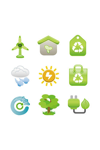 矢量绿色节能环保图标免抠元素