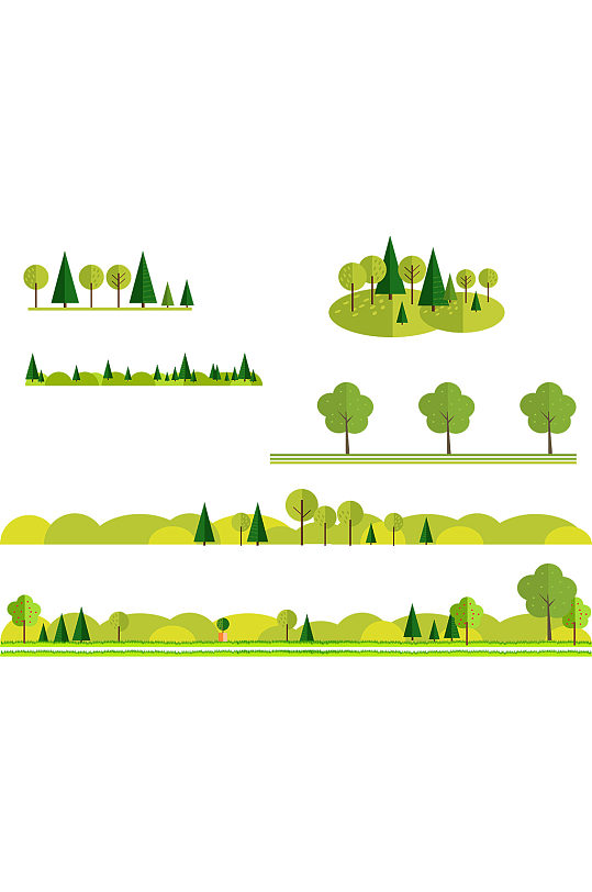 卡通植物树木树林绿植矢量素材免抠元素