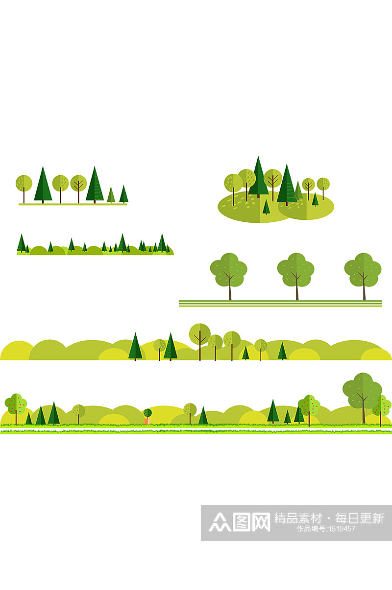 卡通植物树木树林绿植矢量素材免抠元素素材