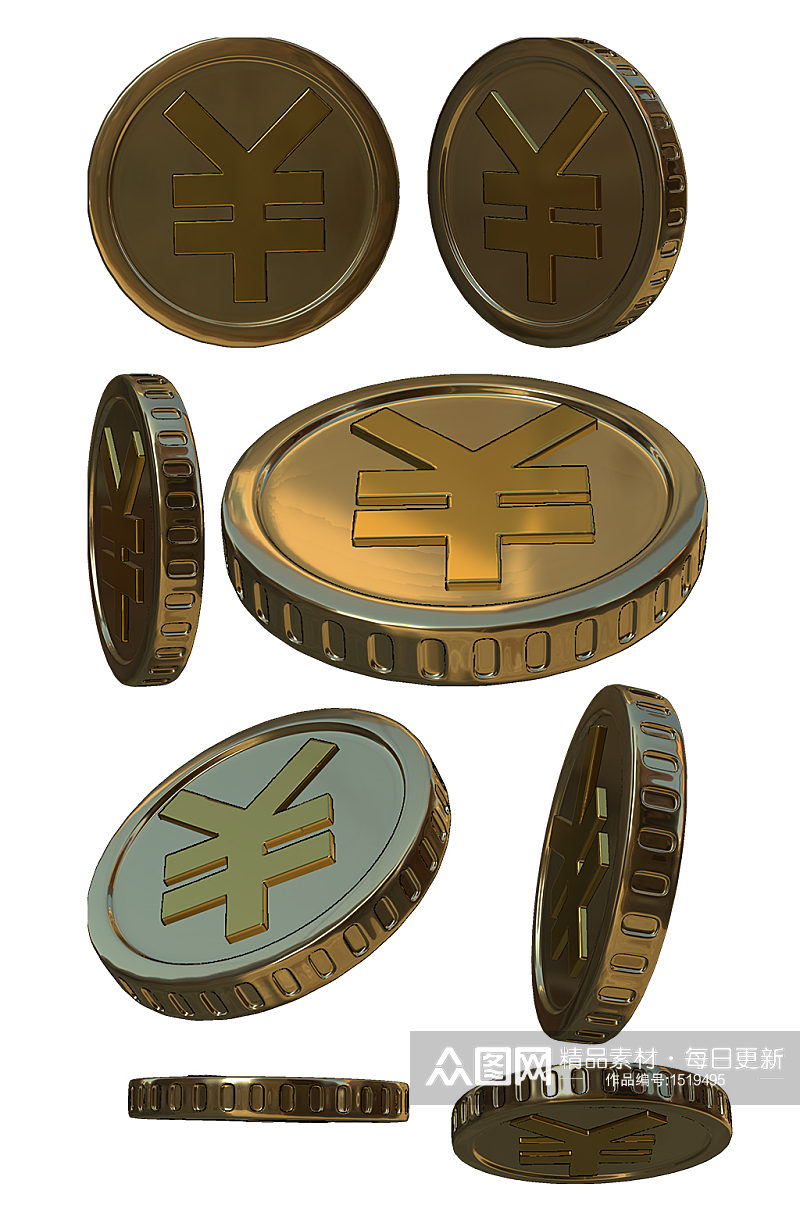 金币金色圆形钱币立体免抠元素素材