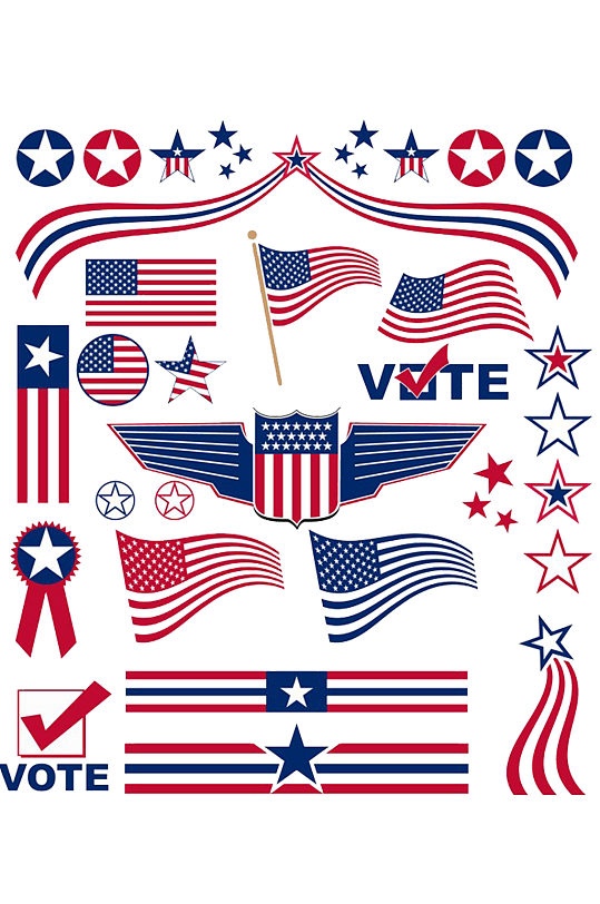 创意潮流美国国旗徽章图案免抠元素