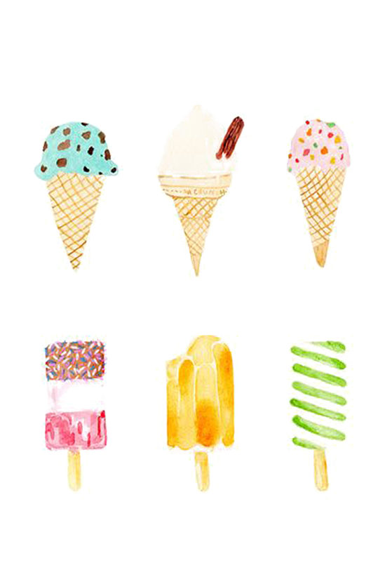 手绘插画多款夏日甜点冰激凌甜筒免抠元素