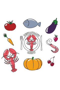 手绘插画精美小龙虾食物图标免抠元素