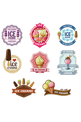 手绘插画甜品促销打折冰激凌标签免抠元素