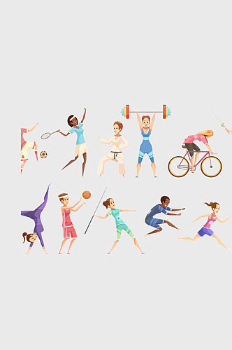 手绘卡通可爱人物瑜伽女运动员健身免抠元素