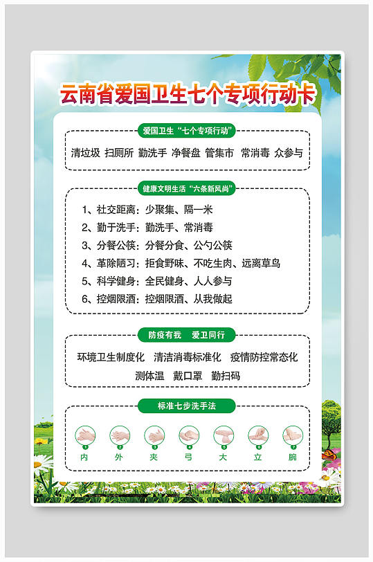 云南省爱国卫生七个专项行动卡