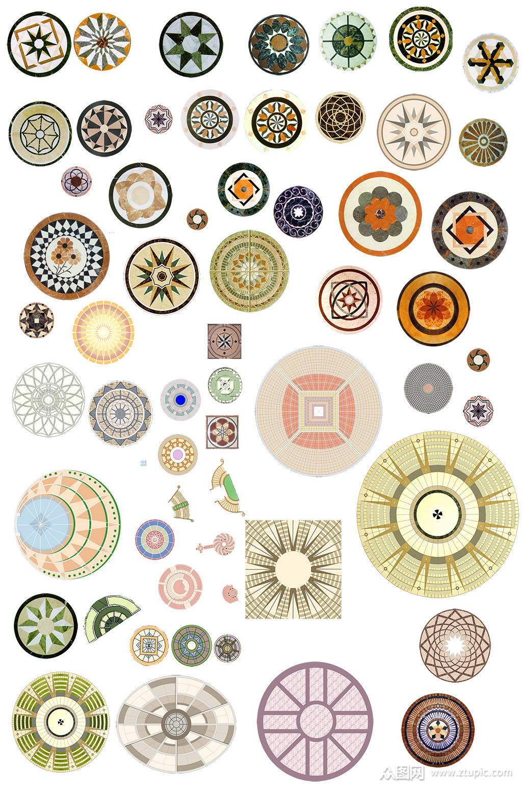 psd圆形广场小品素材