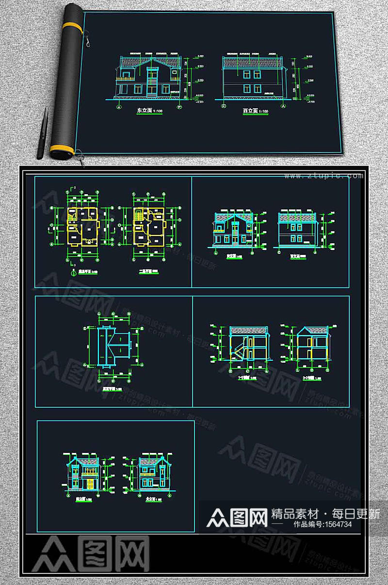 别墅建筑设计施工图素材