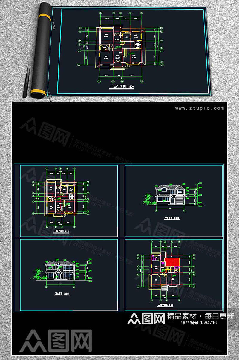 别墅建筑设计施工图素材