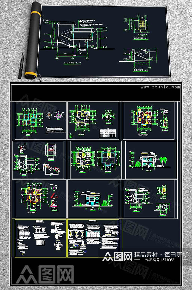 别墅全套建筑设计施工图素材