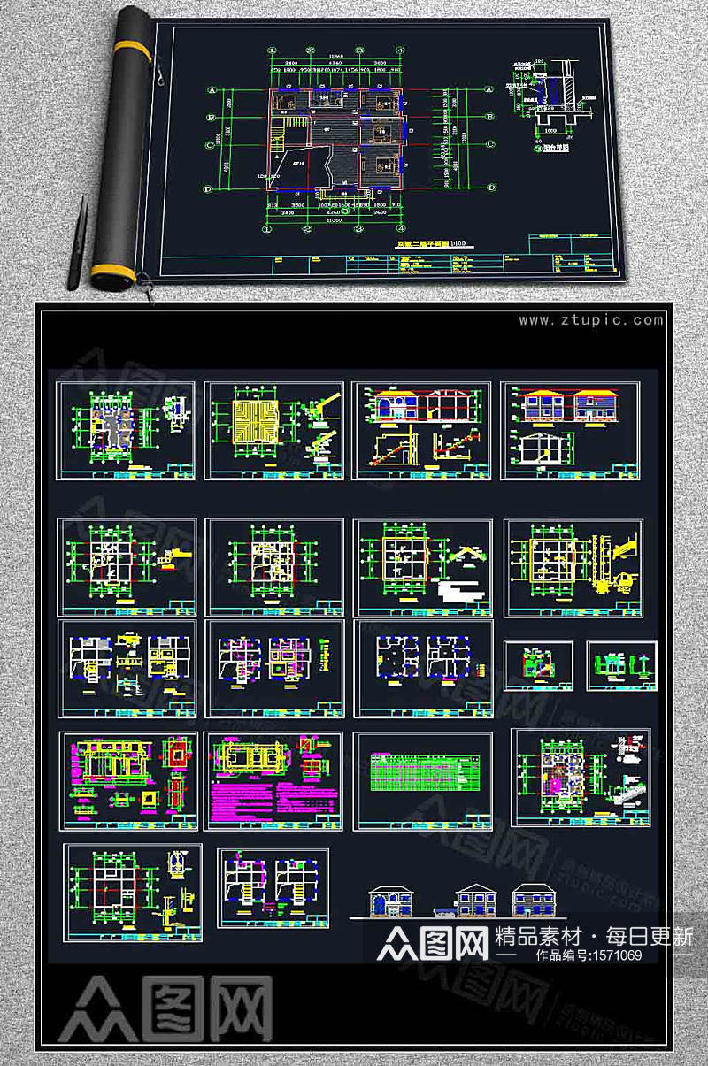别墅全套建筑设计施工图素材