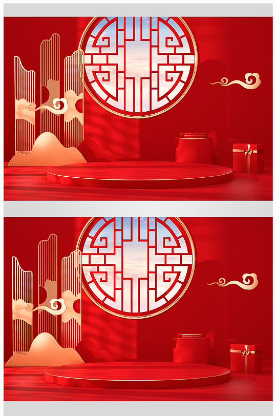 C4D国潮场景模型素材设计-众图网