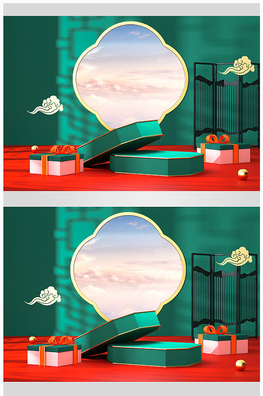 C4D国潮场景模型素材设计-众图网