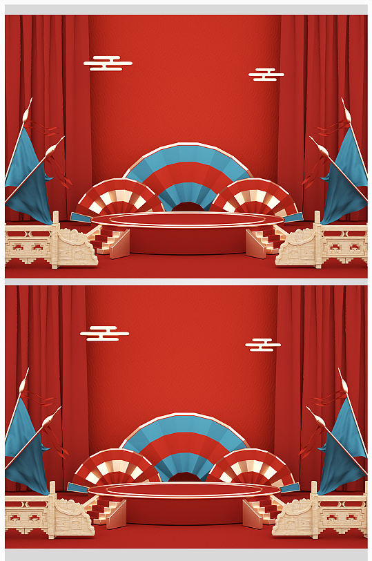 C4D国潮场景模型素材设计-众图网