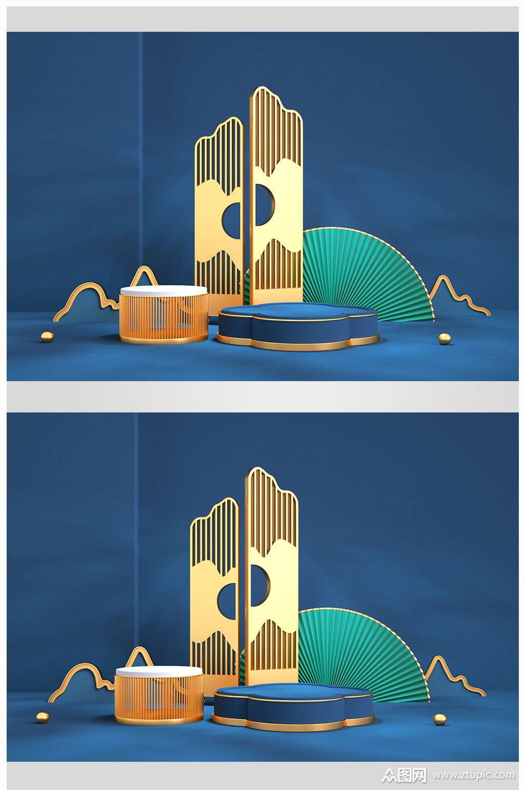 c4d国潮场景模型素材设计