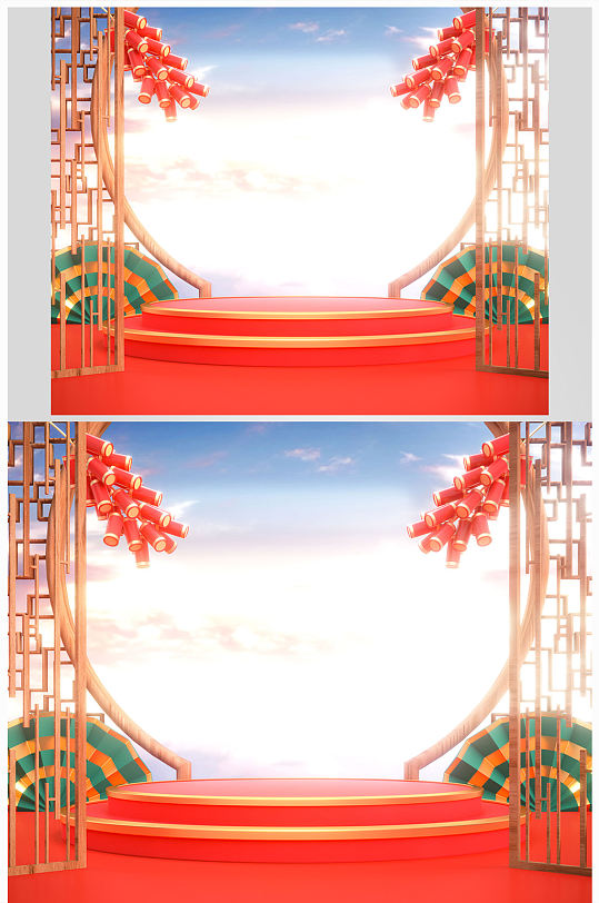 C4D国潮场景模型素材设计-众图网