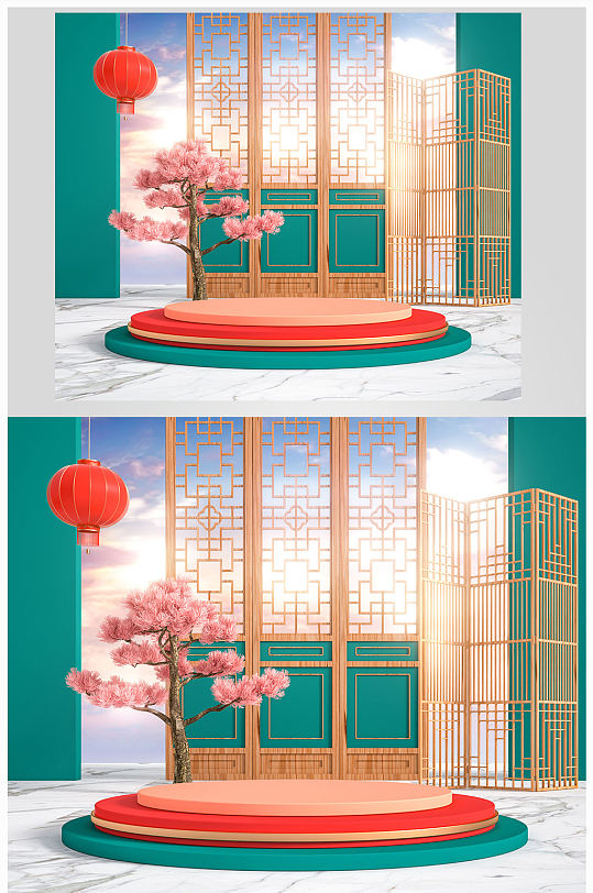 C4D国潮场景模型素材设计-众图网