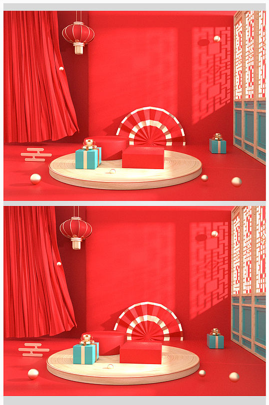 C4D国潮场景模型素材设计-众图网