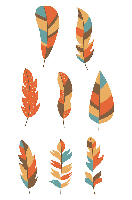 卡通彩色羽毛元素