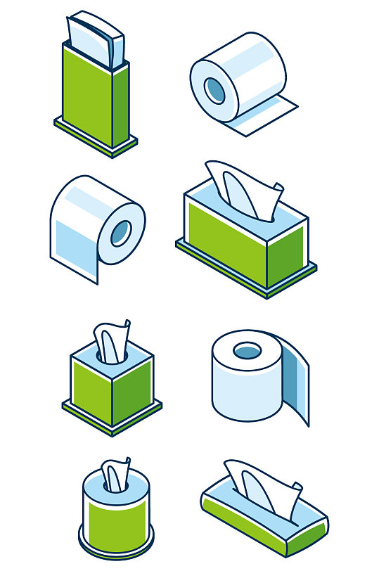 卡通生活用品纸巾元素-众图网