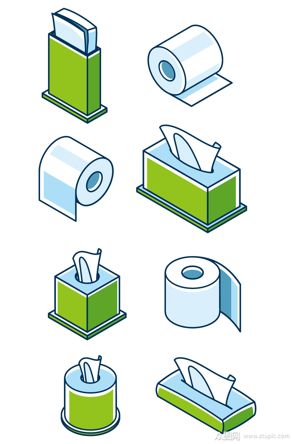 卡通生活用品纸巾元素素材