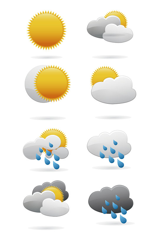 卡通晴天雨天元素