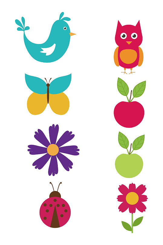 卡通动植物图案元素