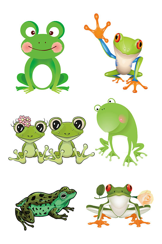 卡通青蛙各式图案