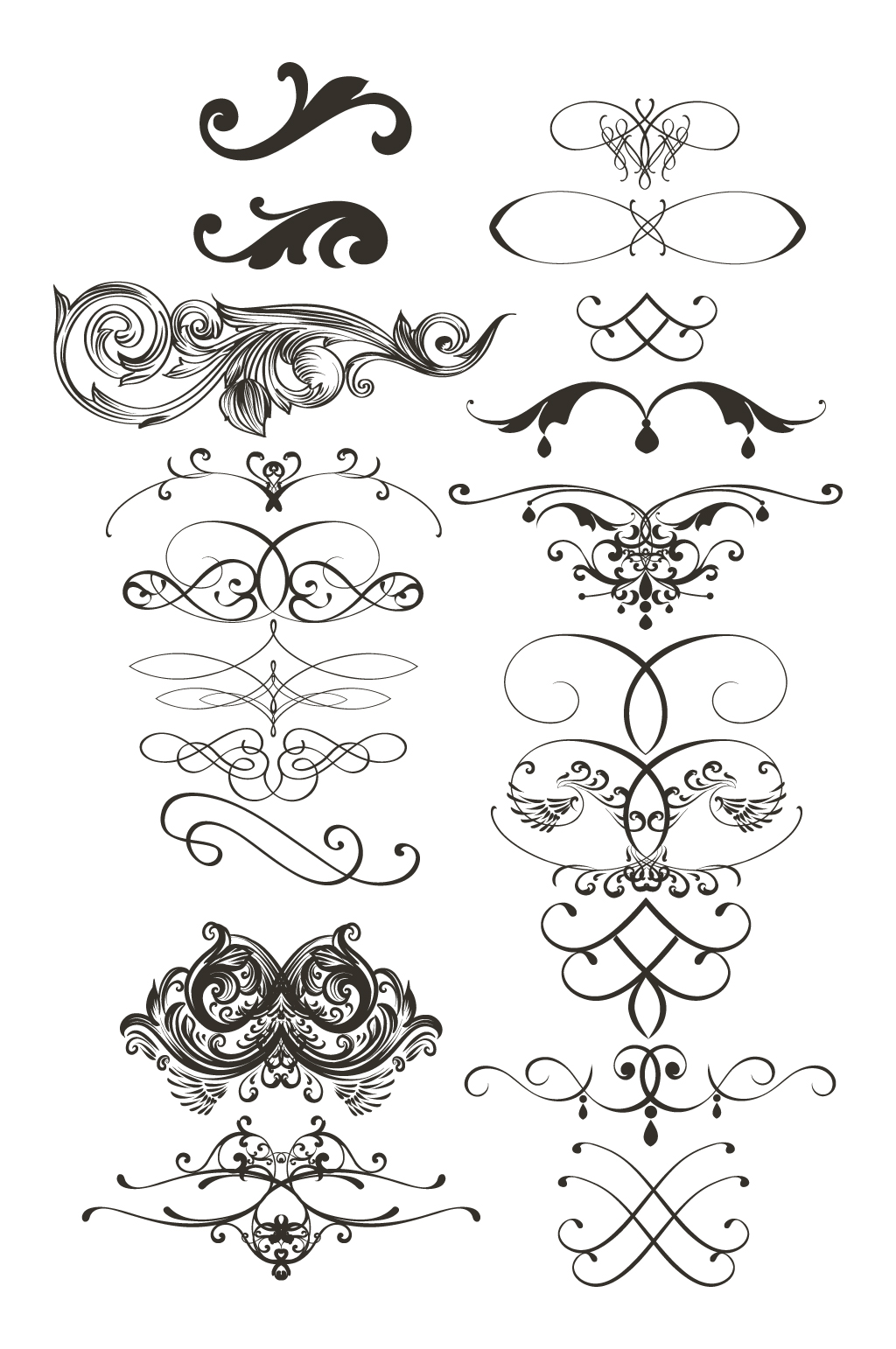 黑白手绘花纹元素